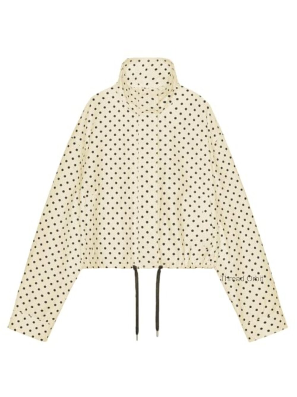 Women Polka Dot Jacket Zip Up Lightweight Cropped Bomber Coat